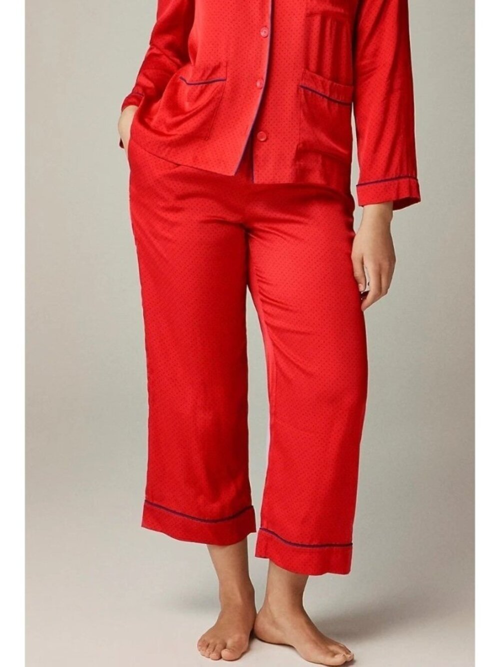 NWOT J.Crew Women's XXS Red Satin Polka Dot Pajama Pants P0598